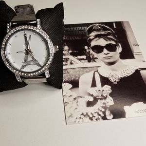 Women's Rhinstone Silver Watch with Paris Effiel Tower New